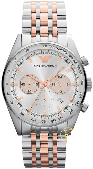 Buy Shop Emporio Armani Sportivo Chronograph Silver Dial Two Tone Steel Strap Watch For Men - AR5999 USA Online