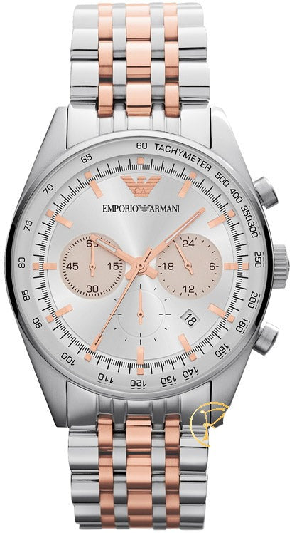 Buy Shop Emporio Armani Sportivo Chronograph Silver Dial Two Tone Steel Strap Watch For Men - AR5999 USA Online