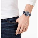 Buy Shop Emporio Armani Luigi Chronograph Blue Dial Black Leather Strap Watch For Men - AR60011 USA Online