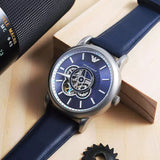 Buy Shop Emporio Armani Luigi Chronograph Blue Dial Black Leather Strap Watch For Men - AR60011 USA Online