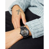 Buy Shop Emporio Armani Luigi Automatic Skeleton Black Dial Black Leather Strap Watch For Men - AR60012 USA Online