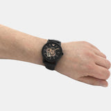 Buy Shop Emporio Armani Luigi Automatic Skeleton Black Dial Black Leather Strap Watch For Men - AR60012 USA Online