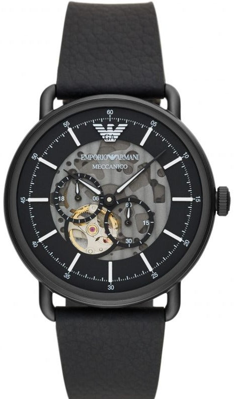 Buy Shop Emporio Armani Aviator Chronograph Black Dial Black Leather Strap Watch For Men - AR60028 USA Online