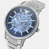 Emporio Armani Renato Automatic Blue Dial Silver Steel Strap Watch For Men - AR60037