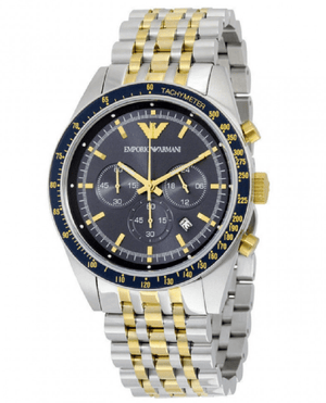 Buy Shop Emporio Armani Tazio Chronograph Blue Dial Two Tone Stainless Steel Watch For Men - AR6088 USA Online