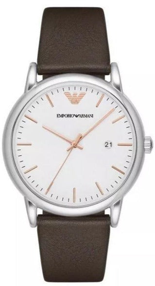 Buy Shop Emporio Armani Kappa Quartz White Dial Brown Leather Strap Watch For Men - AR80006 USA Online