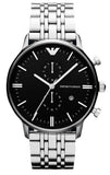 Buy Shop Emporio Armani Gianni Chronograph Black Dial Silver Steel Strap Watch For Men - AR80009 USA Online