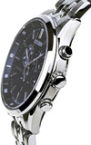 Citizen Eco Drive Chronograph Black Dial Silver Steel Strap Watch For Men - AT2140-55E