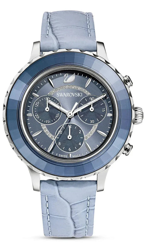 Buy Shop Swarovski Octea Lux Chrono Blue Dial Blue Leather Strap Watch for Women - 5580600 USA Online