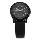 Buy Shop Armani Exchange Outerbanks Chronograph Black Dial Black Silicone Strap Watch For Men - AX1326 USA Online