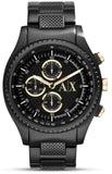 Armani Exchange Chronograph Black Dial Black Steel Strap Watch For Men - AX1604