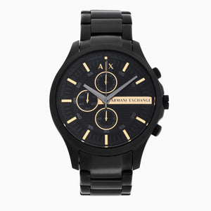 Buy Shop Armani Exchange Hampton Chronograph Black Dial Black Steel Strap Watch For Men - AX2164 USA Online