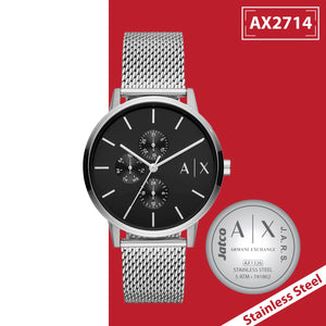 Buy Shop Armani Exchange Cayde Chronograph Black Dial Silver Mesh Strap Watch For Men - AX2714 USA Online