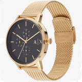 Armani Exchange Cayde Chronograph Black Dial Gold Mesh Strap Watch For Men - AX2715