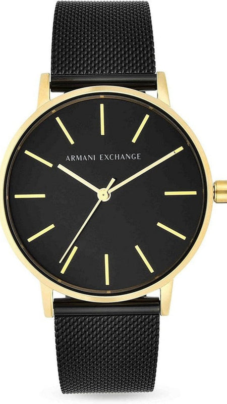Buy Shop Armani Exchange Lola Three Hand Black Dial Black Mesh Strap Watch For Women - AX5548 USA Online