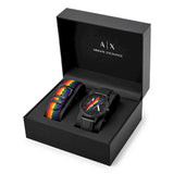 Armani Exchange Cayde Analog Black Dial Black Leather Strap Watch For Men - AX7120