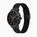 Armani Exchange Cayde Chronograph Black Dial Black Mesh Strap Watch For Men - AX2716