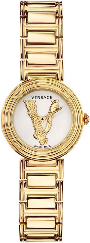 Buy Shop Versace Mini Virtus Quartz White Dial Gold Steel Strap Watch For Men - VET300221 USA Online