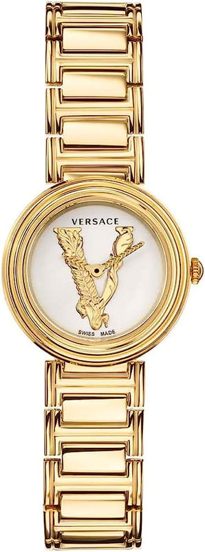 Buy Shop Versace Mini Virtus Quartz White Dial Gold Steel Strap Watch For Men - VET300221 USA Online