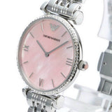 Buy Shop Emporio Armani Gianni T Bar Pink Mother of Pearl Dial Silver Steel Strap Watch For Women - AR1779 USA Online