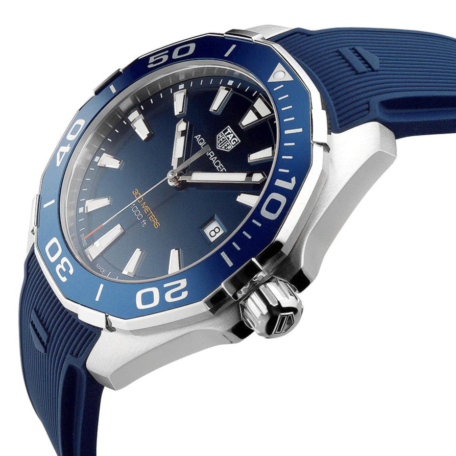 Buy Shop Tag Heuer Aquaracer Quartz Blue Dial Blue Rubber Strap Watch for Men - WAY101C.FT6153 USA Online