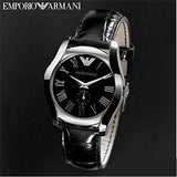 Buy Shop Emporio Armani Velente Black Dial Black Leather Strap Watch For Women - AR0644 USA Online