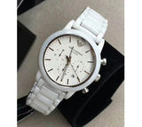 Buy Shop Emporio Armani Luigi Chronograph Ceramic White Dial White Ceramic Strap Watch For Men - AR1499 USA Online