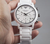 Buy Shop Emporio Armani Luigi Chronograph Ceramic White Dial White Ceramic Strap Watch For Men - AR1499 USA Online