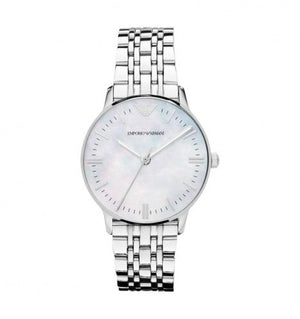 Buy Shop Emporio Armani Classic Quartz Mother of Pearl Dial Silver Steel Strap Watch For Women - AR1602 USA Online