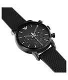 Buy Shop Emporio Armani Luigi Chronograph Black Dial Black Leather Strap Watch For Men - AR1737 USA Online