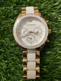 Buy Shop Emporio Armani Sportivo White Dial Rose Gold & White Steel Strap Watch For Women - AR5942 USA Online