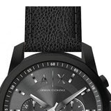 Armani Exchange Banks Chronograph Black Dial Black Leather Strap Watch For Men - AX1724