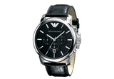 Buy Shop Emporio Armani Classic Chronograph Black Dial Black Leather Strap Watch For Men - AR0431 USA Online