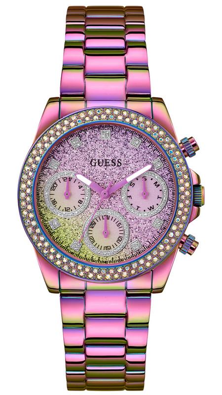 Buy Shop Guess Confetti Chronograph Crystals Multicolor Dial Purple Steel Strap Watch For Women - GW0483L5 USA Online