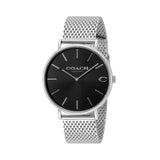 Coach Charles Black Dial Silver Mesh Bracelet Watch for Men - 14602144