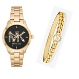 Buy Shop Michael Kors Runway Quartz Black Dial Gold Steel Strap Watch For Women - MK6682 USA Online