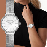 Buy Shop Michael Kors Pyper Quartz Mother of Pearl White Dial Silver Mesh Strap Watch For Women - MK4618 USA Online
