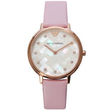 Buy Shop Emporio Armani Gianni T Bar Mother Of Pearl Pink Dial Pink Leather Strap Watch For Women - AR1958 USA Online