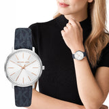 Buy Shop Michael Kors Pyper Quartz Silver Dial Blue Leather Strap Watch For Women - MK7244 USA Online