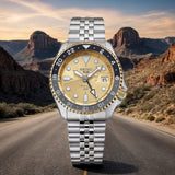 Buy Shop Seiko 5 Sports GMT Automatic 70th Anniversary Taiwan Limited Edition Gold Dial Silver Steel Strap Watch For Men - SSK044K1 USA Online