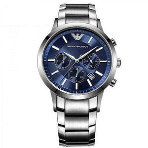 Buy Shop Emporio Armani Renato Chronograph Blue Dial Silver Steel Strap Watch For Men - AR2448 USA Online