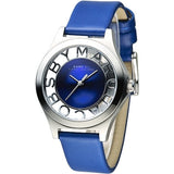 Buy Shop Marc Jacobs Henry Skeleton Blue Dial Blue Leather Strap Watch for Women - MBM1337 USA Online