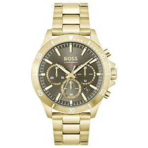 Buy Shop Hugo Boss Troper Chronograph Green Dial Gold Steel Strap Watch For Men - 1514059 USA Online