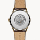Buy Shop Fossil Flynn Mechanical Skeleton Beige Dial Brown Leather Strap Watch for Men - BQ2215 USA Online