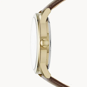 Buy Shop Fossil Flynn Twist Mechanical White Dial Brown Leather Strap Watch for Men - BQ2218 USA Online