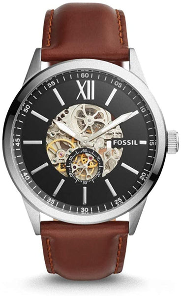 Buy Shop Fossil Flynn Automatic Black Dial Brown Leather Strap Watch for Men - BQ2270 USA Online