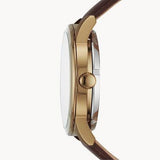 Buy Shop Fossil Flynn Mechanical Skeleton Beige Dial Brown Leather Strap Watch for Men - BQ2215 USA Online