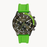 Buy Shop Fossil Bannon Chronograph Grey Dial Green Silicone Strap Watch for Men - BQ2501 USA Online