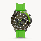 Buy Shop Fossil Bannon Chronograph Grey Dial Green Silicone Strap Watch for Men - BQ2501 USA Online