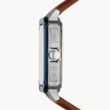 Buy Shop Fossil Inscription Automatic Skeleton Blue Dial Brown Leather Strap Watch for Men - BQ2571 USA Online